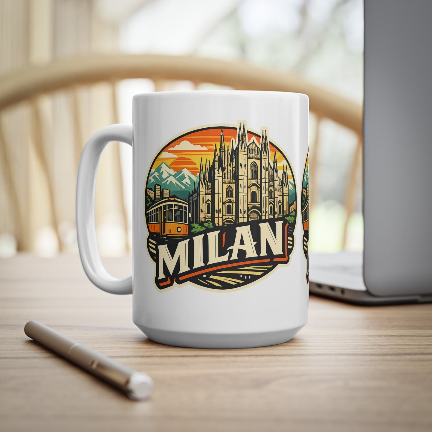Milan Italy Travel Mug – Vintage Cityscape Ceramic Coffee Cup (11oz & 15oz)