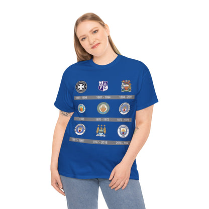 Manchester City Crest Timeline T-Shirt — Retro Club Crest History Tee
