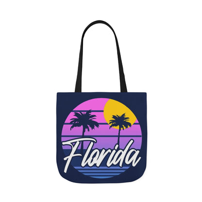 Florida Sunset Palm Tote Bag — Retro Beach Canvas Tote