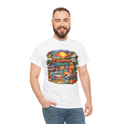 Daytona Beach Vintage Surf T-Shirt — Retro Sunset Palm Beach Tee