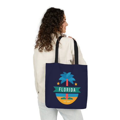 Florida Palm Beach Canvas Tote Bag — Retro Sunshine Travel Tote