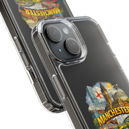 Manchester Landmark Clear Phone Case — Cityscape Collage Design