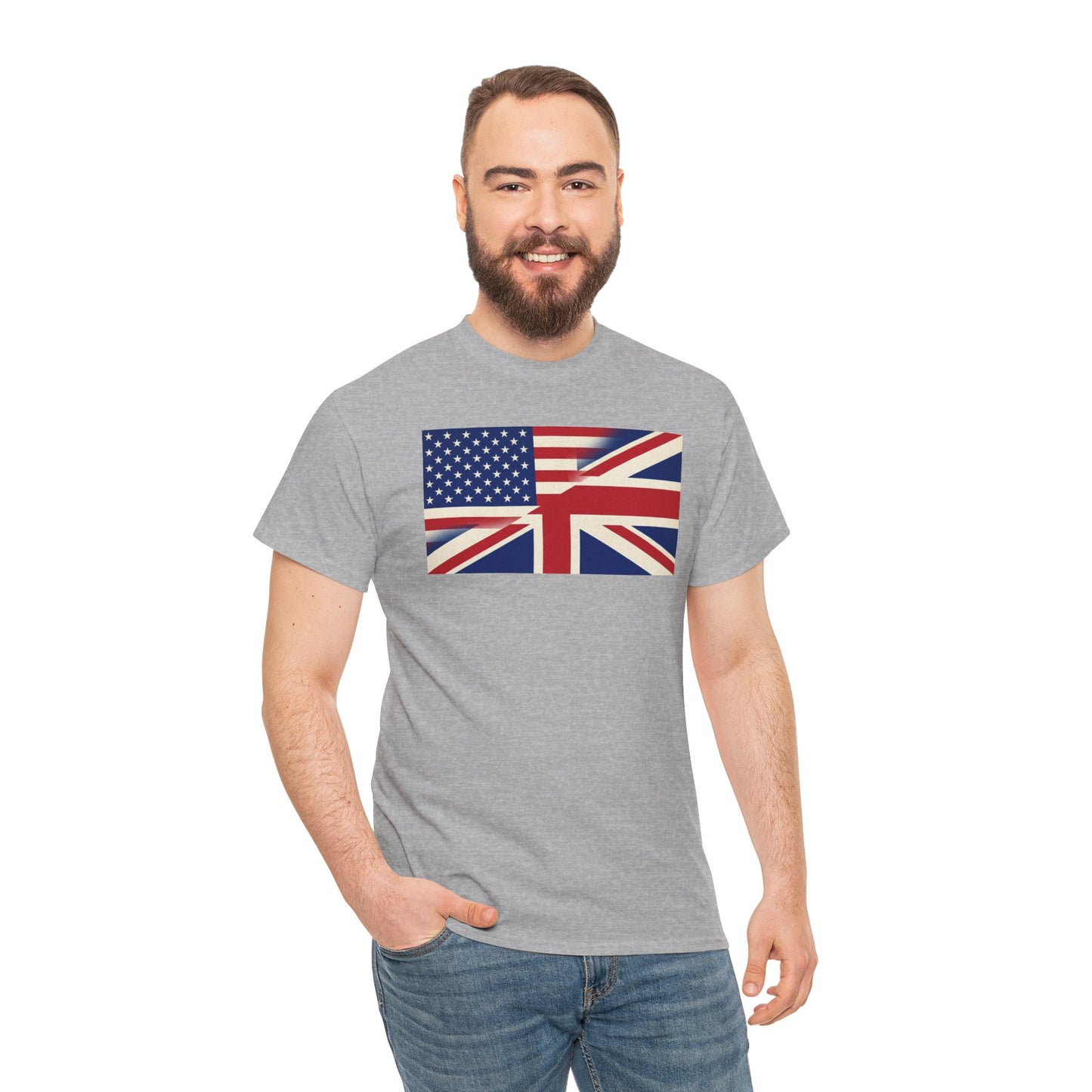 USA-UK Flag Graphic Tee — American British Union Jack Mashup T-Shirt
