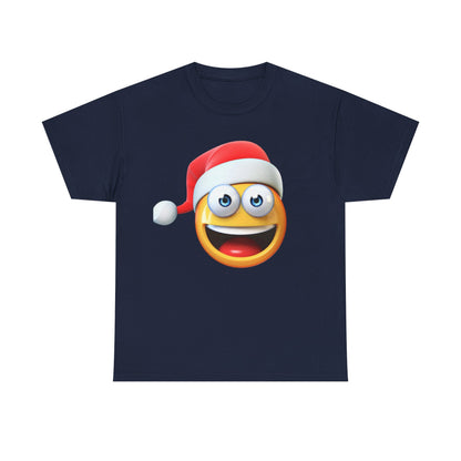 Christmas Emoji T-Shirt — Santa Hat Smiley Holiday Tee