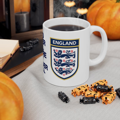 England Football Crest Mug — “And After All You’re My Wonderwall” Ceramic Coffee Cup (11oz & 15oz)