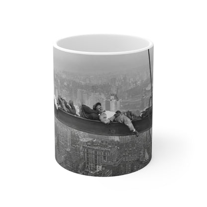 Vintage 'Lunch Atop a Skyscraper' Photo Coffee Mug — Retro NYC Skyline Ceramic Cup (11oz, 15oz)