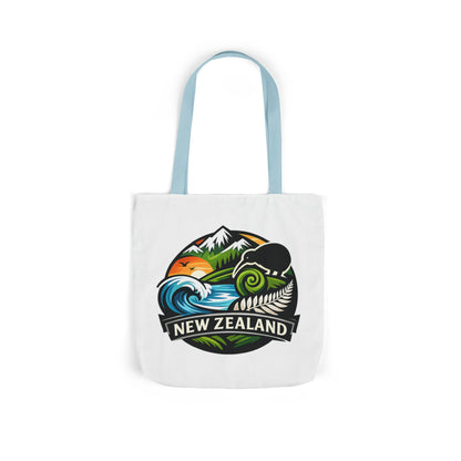 New Zealand Scenic Tote Bag — Kiwi, Mountains & Waves Canvas Tote