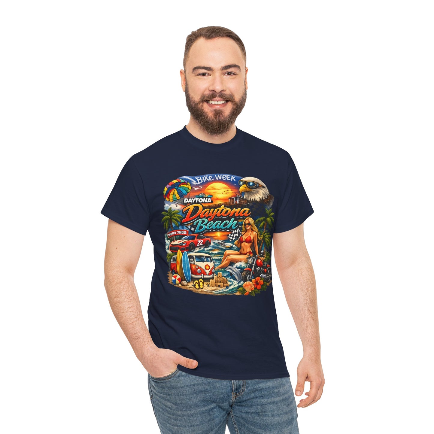 Daytona Beach Vintage Surf T-Shirt — Retro Sunset Palm Beach Tee