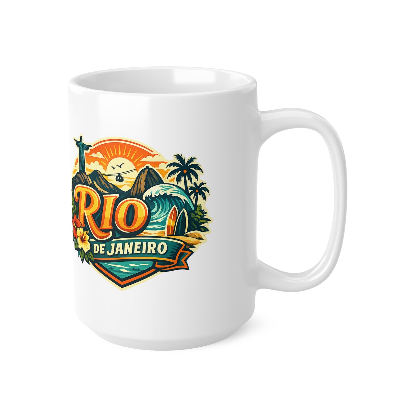 Rio de Janeiro Ceramic Coffee Mug — Vintage Tropical Travel Souvenir (11oz & 15oz)