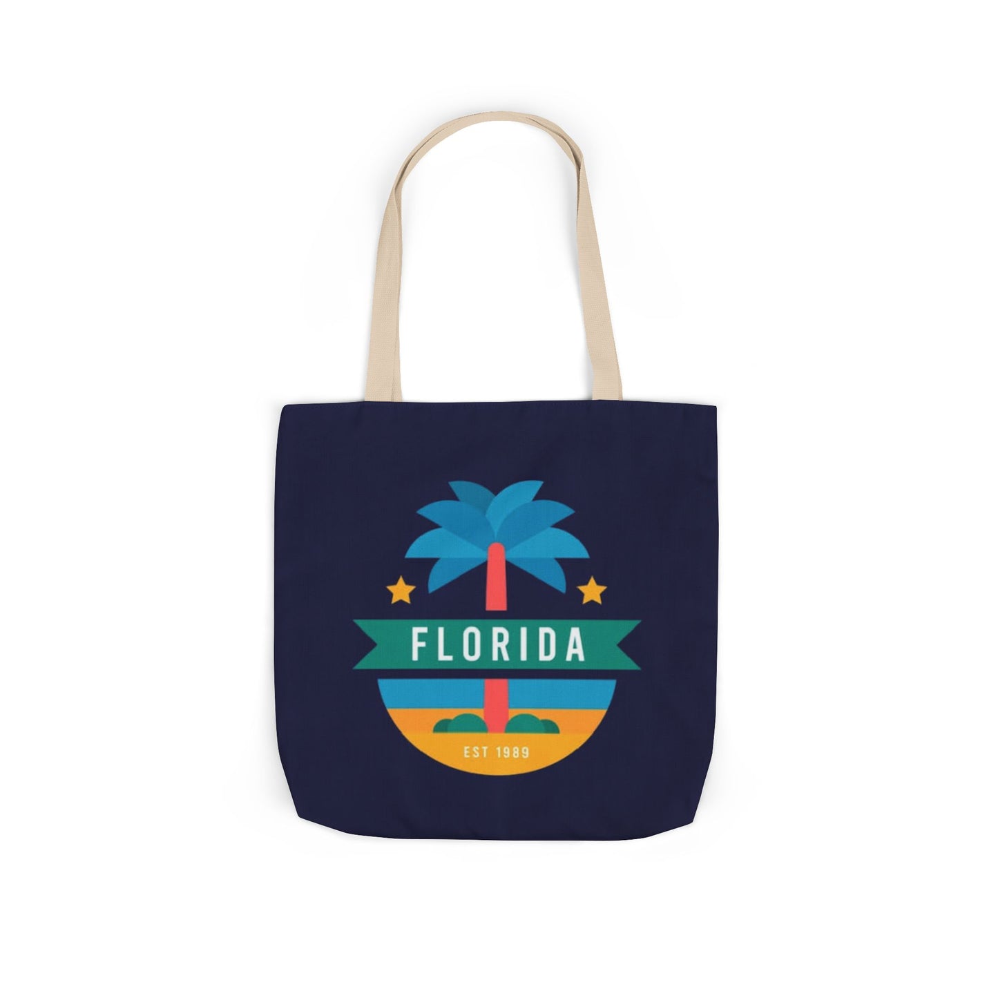 Florida Palm Beach Canvas Tote Bag — Retro Sunshine Travel Tote