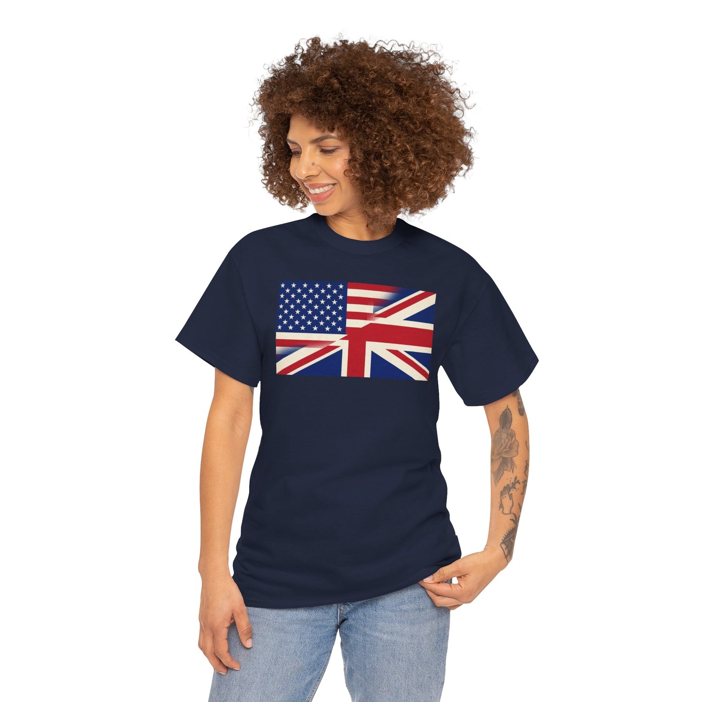 USA-UK Flag Graphic Tee — American British Union Jack Mashup T-Shirt