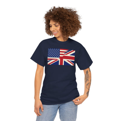 USA-UK Flag Graphic Tee — American British Union Jack Mashup T-Shirt
