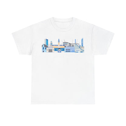 Manchester City Skyline Tee — Minimal Blue Urban Landscape T‑Shirt