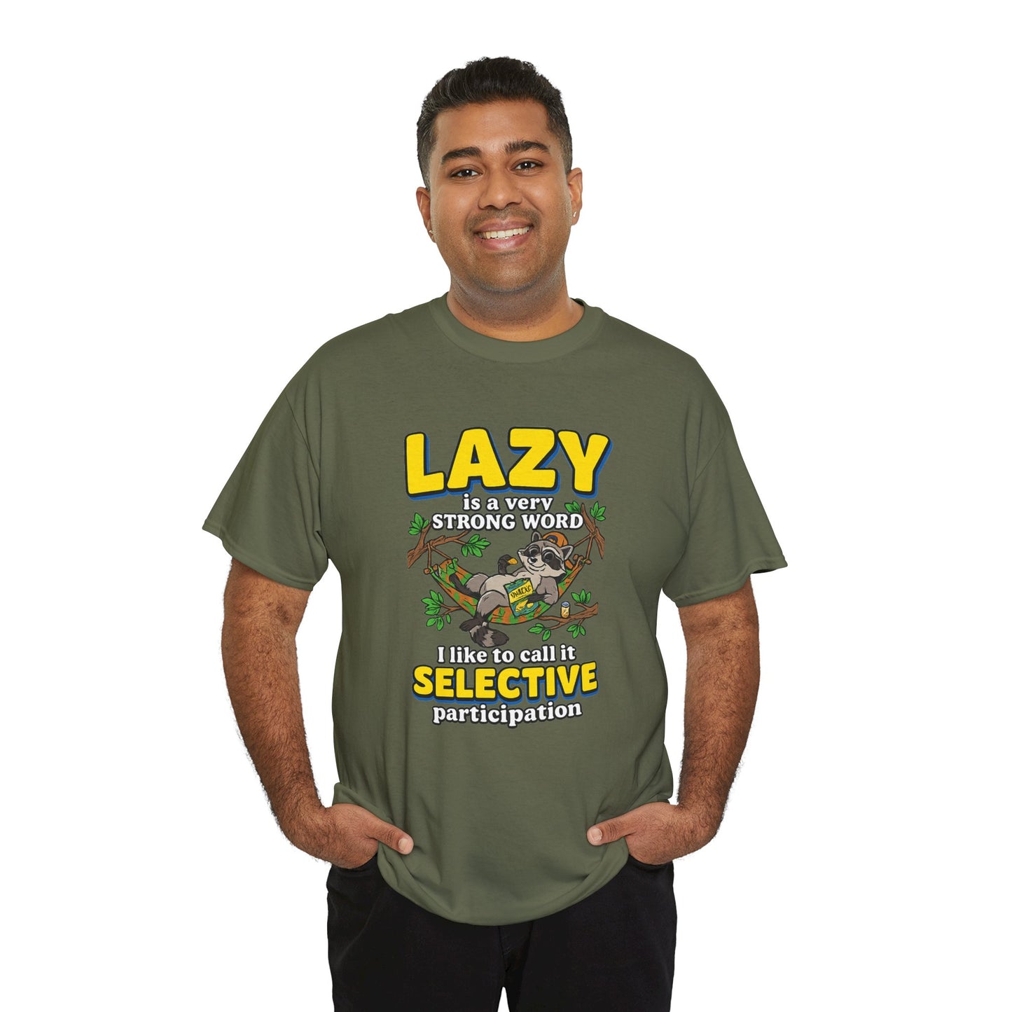 Lazy Is a Strong Word Tee — "Selective Participation" Funny Sloth T-Shirt