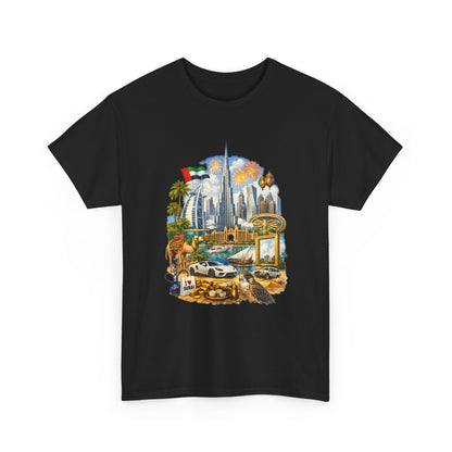 Dubai Skyline Beach Vacation T-Shirt – Retro Travel Collage Tee