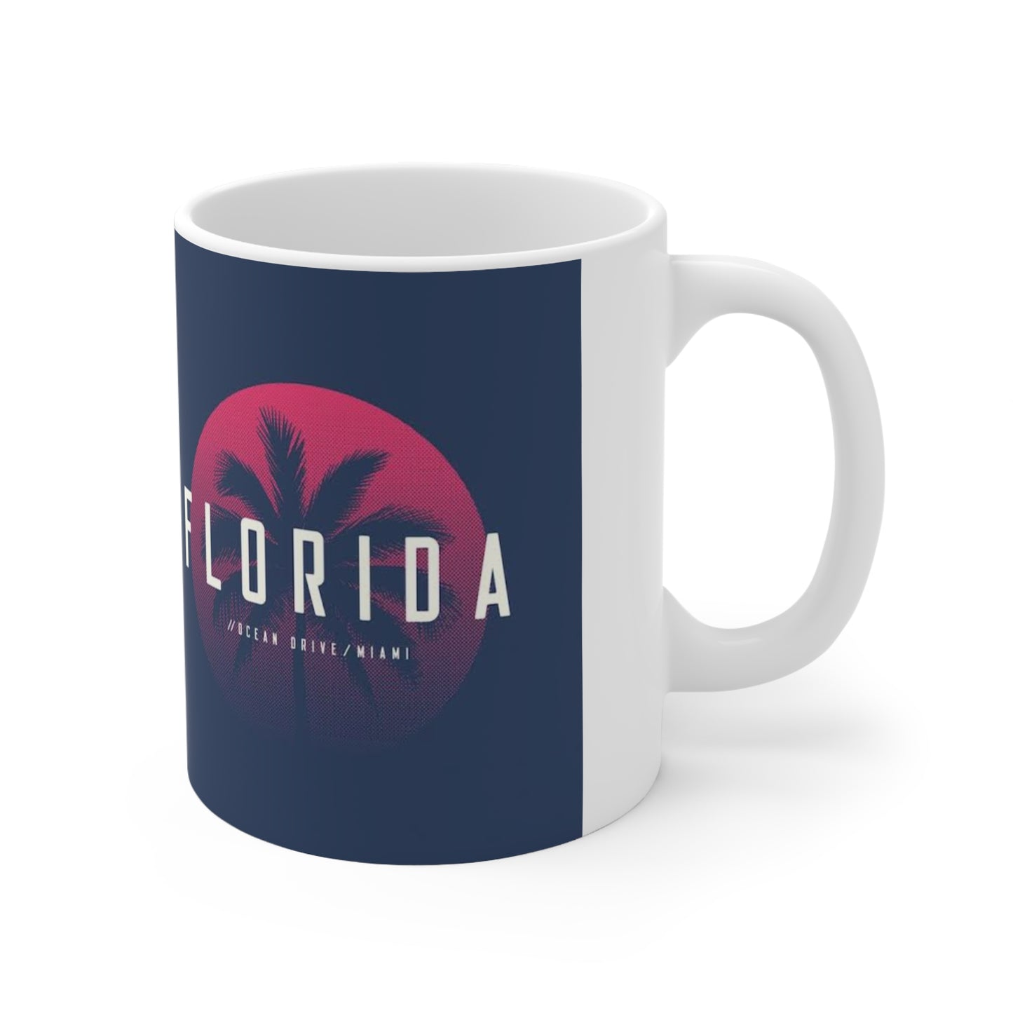 Florida Sunset Palm Coffee Mug – Retro Neon Palm Trees, 11oz & 15oz Ceramic