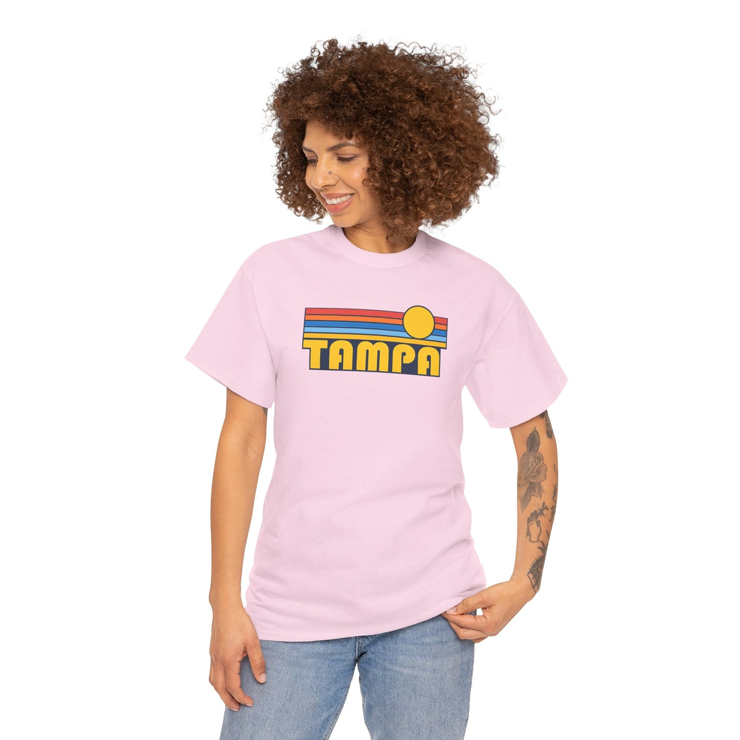 Tampa Retro Sunset T-Shirt — Vintage 70s Striped Beach Tee