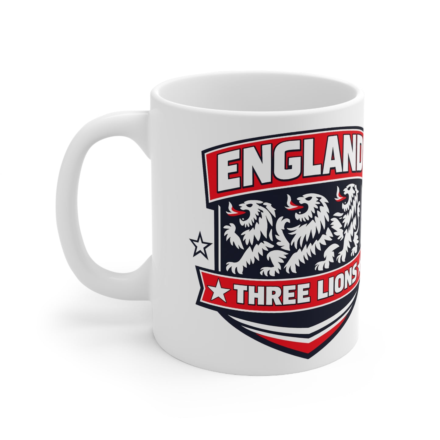 England Three Lions Ceramic Coffee Mug — 11oz & 15oz Football Fan Mug