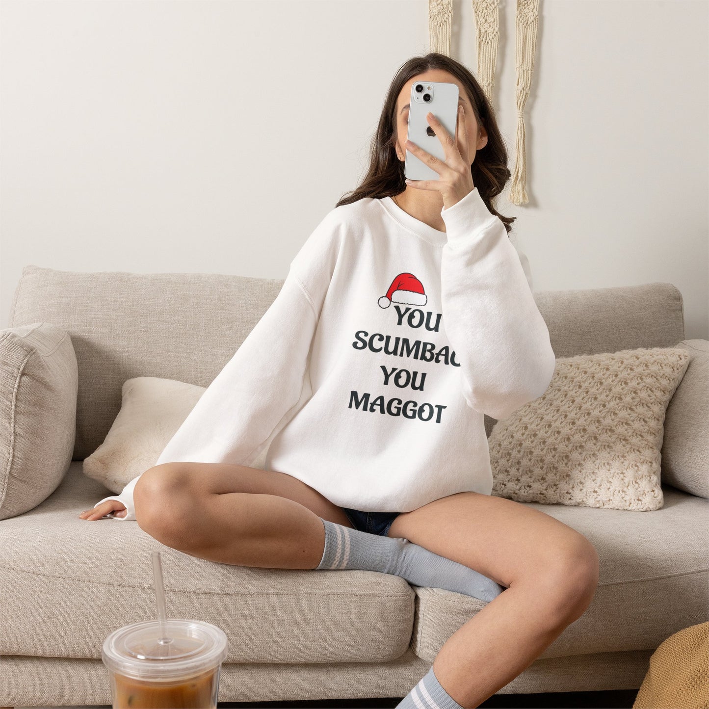 Holiday Sarcastic Sweatshirt — "You Scumbag You Maggot" Funny Christmas Crewneck