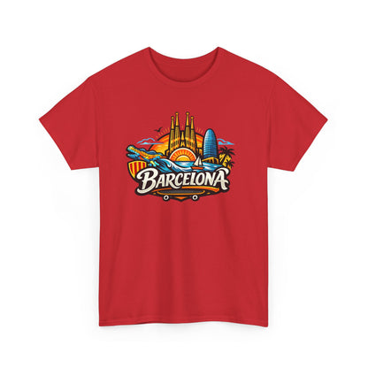 Barcelona Skyline Graphic Tee — Colorful Travel Souvenir T-Shirt
