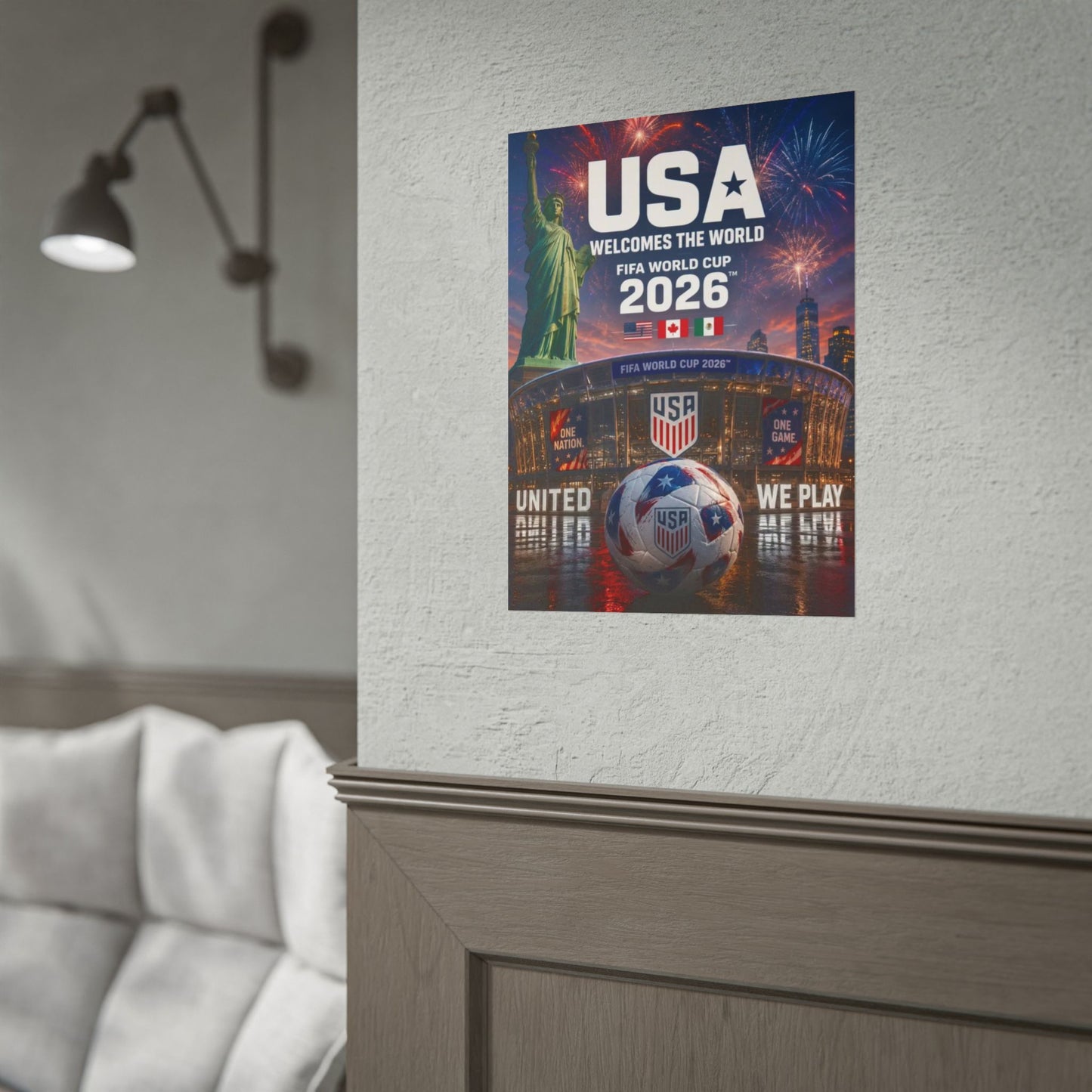FIFA World Cup 2026 USA Soccer Poster – “USA Welcomes the World” Rolled Poster