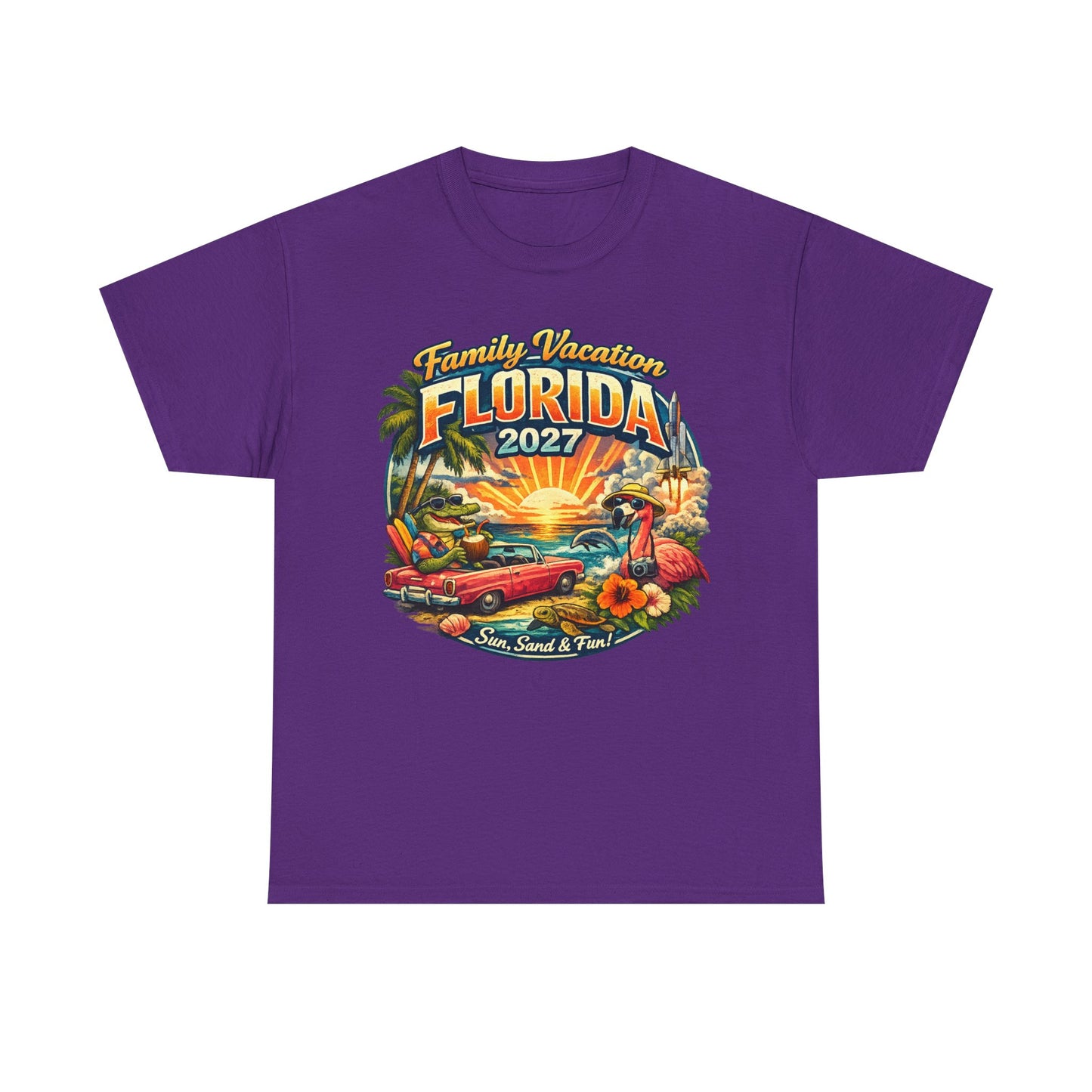 Florida Family Vacation 2027 T-Shirt — Retro Sunset Beach Design