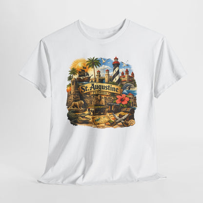 St. Augustine Florida Vintage Travel Tee — Retro Beach & Lighthouse Souvenir T-Shirt