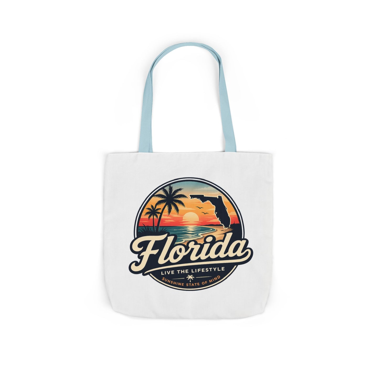 Florida Sunset Canvas Tote Bag — Retro Palm Beach Design