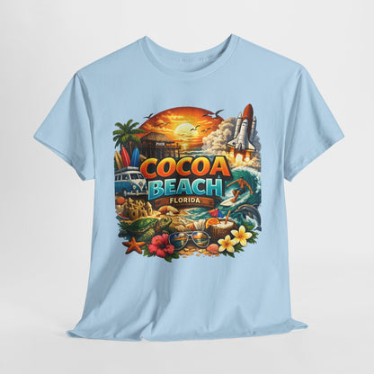 Cocoa Beach Florida Sunset Surf T-Shirt — Retro Beach Vacation Graphic Tee