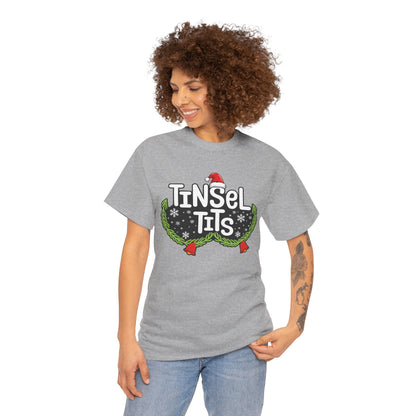 T-Shirt — "Tinsel Tits" Funny Christmas Wreath Holiday Tee