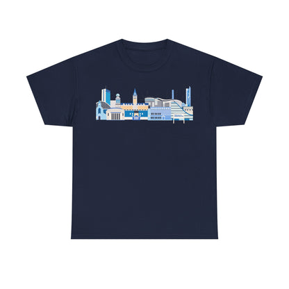 Manchester City Skyline Tee — Minimal Blue Urban Landscape T‑Shirt