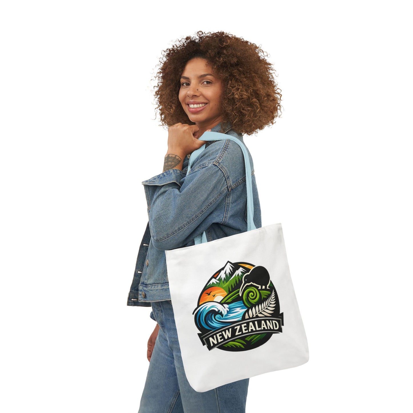 New Zealand Scenic Tote Bag — Kiwi, Mountains & Waves Canvas Tote