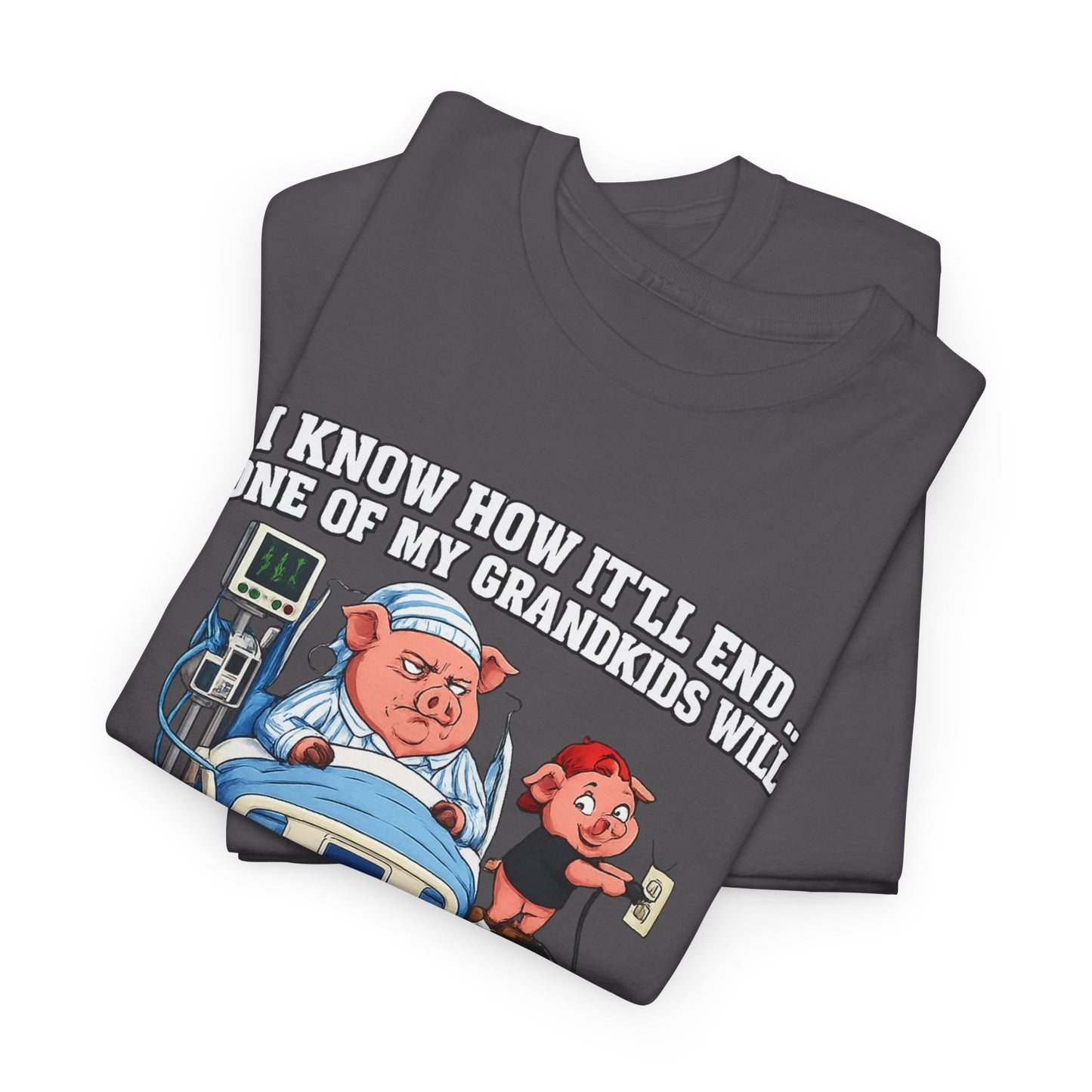 Funny Grandpa T-Shirt - "Unplug My Life Support to Charge Their Phone" Grandpa Humor Tee