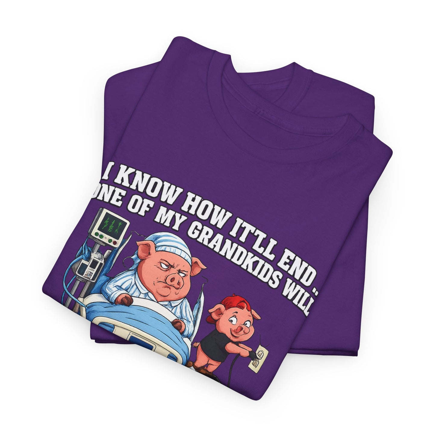 Funny Grandpa T-Shirt - "Unplug My Life Support to Charge Their Phone" Grandpa Humor Tee
