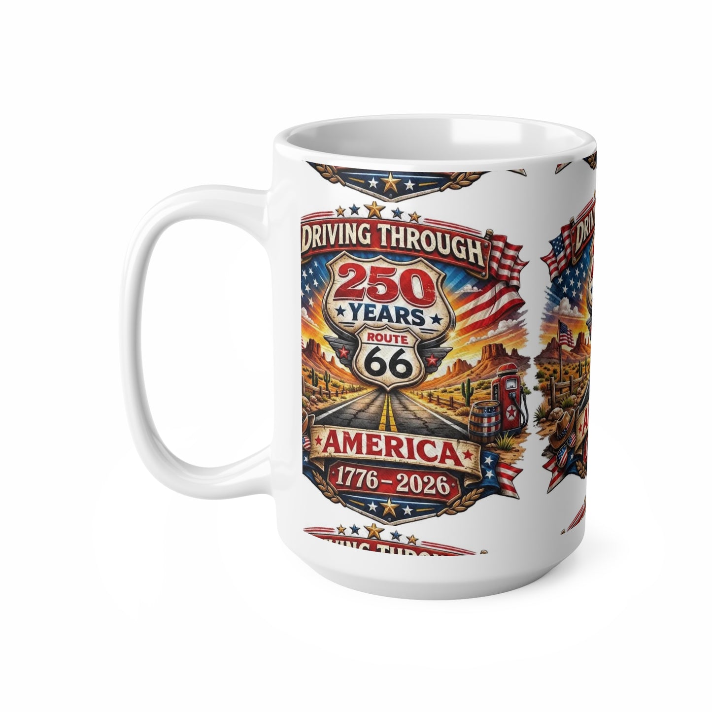 Route 66 250 Years America Mug – 1776-2026 Commemorative Ceramic Coffee Cup (11oz/15oz)