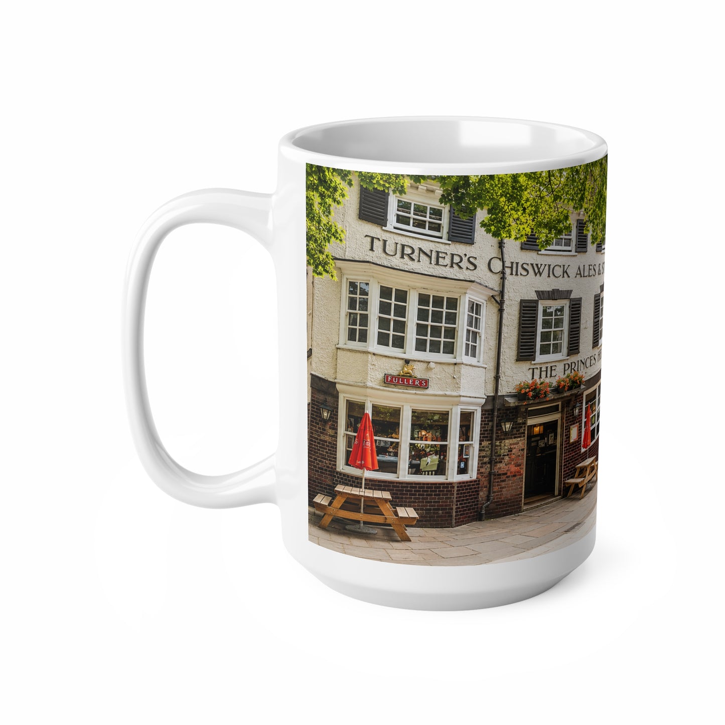 Richmond Ted Lasso English Pub Street Scene Mug — Ceramic Coffee Cup (11oz & 15oz)