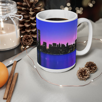 New York City Skyline Coffee Mug — Twilight Urban Landscape Ceramic Mug (11oz & 15oz)