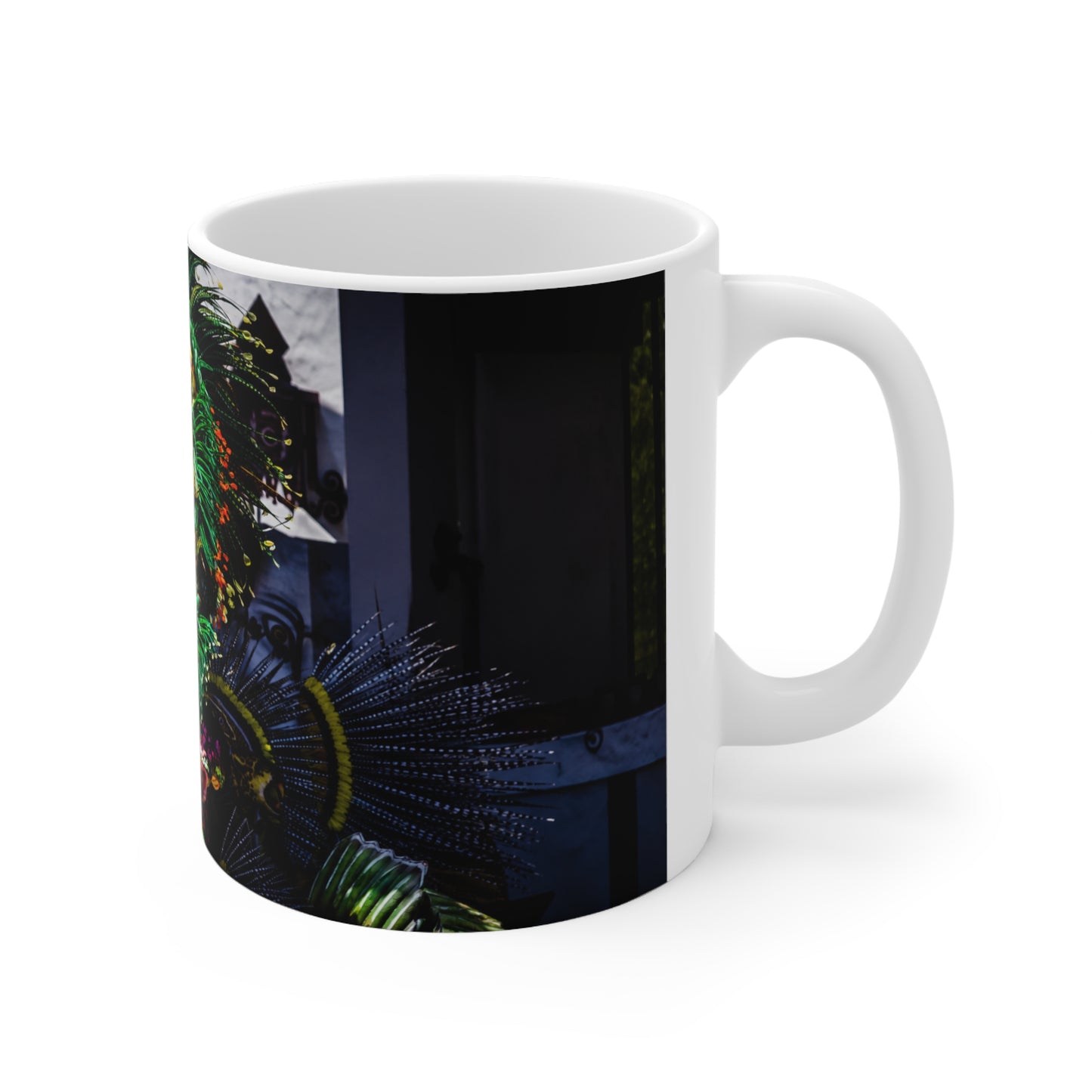 Rio Carnival Headdress Ceramic Coffee Mug — Colorful Festival Costume Photo, 11oz & 15oz