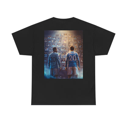 Bernardo Silva Manchester City Legend Graphic Tee — Player Cartoon Front & Tribute Poster Back