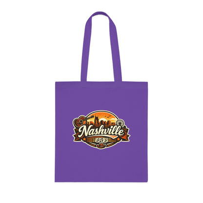 Nashville Retro Badge Tote Bag — Music City Souvenir Cotton Tote