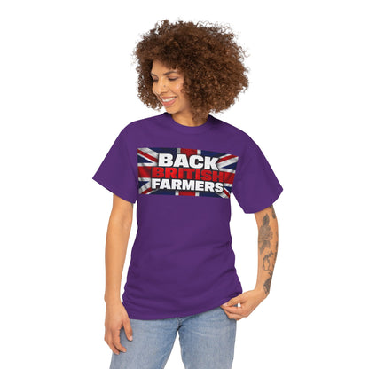 Back British Farmers T-Shirt — Union Jack Support Tee for UK Farmers