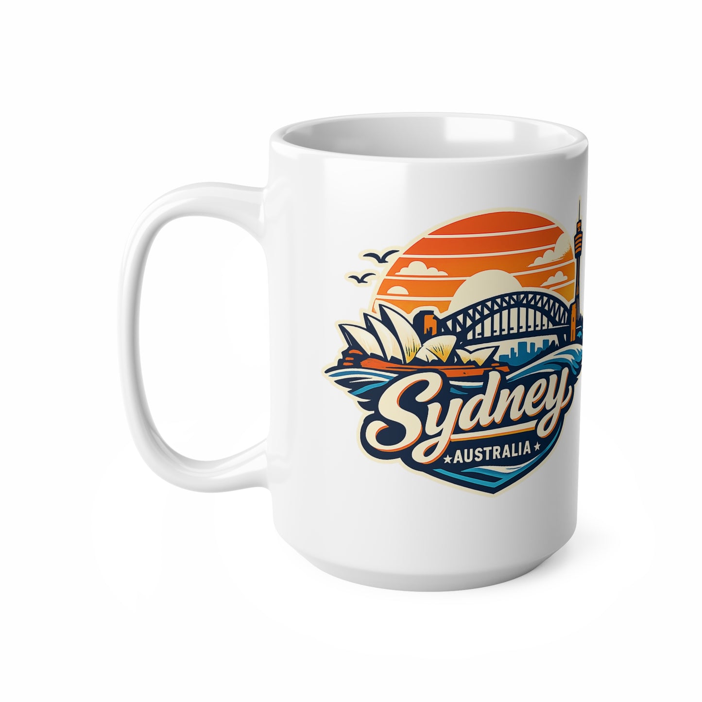 Sydney Skyline Coffee Mug — Vintage Sunset Opera House & Harbour Bridge Ceramic Cup (11oz, 15oz)