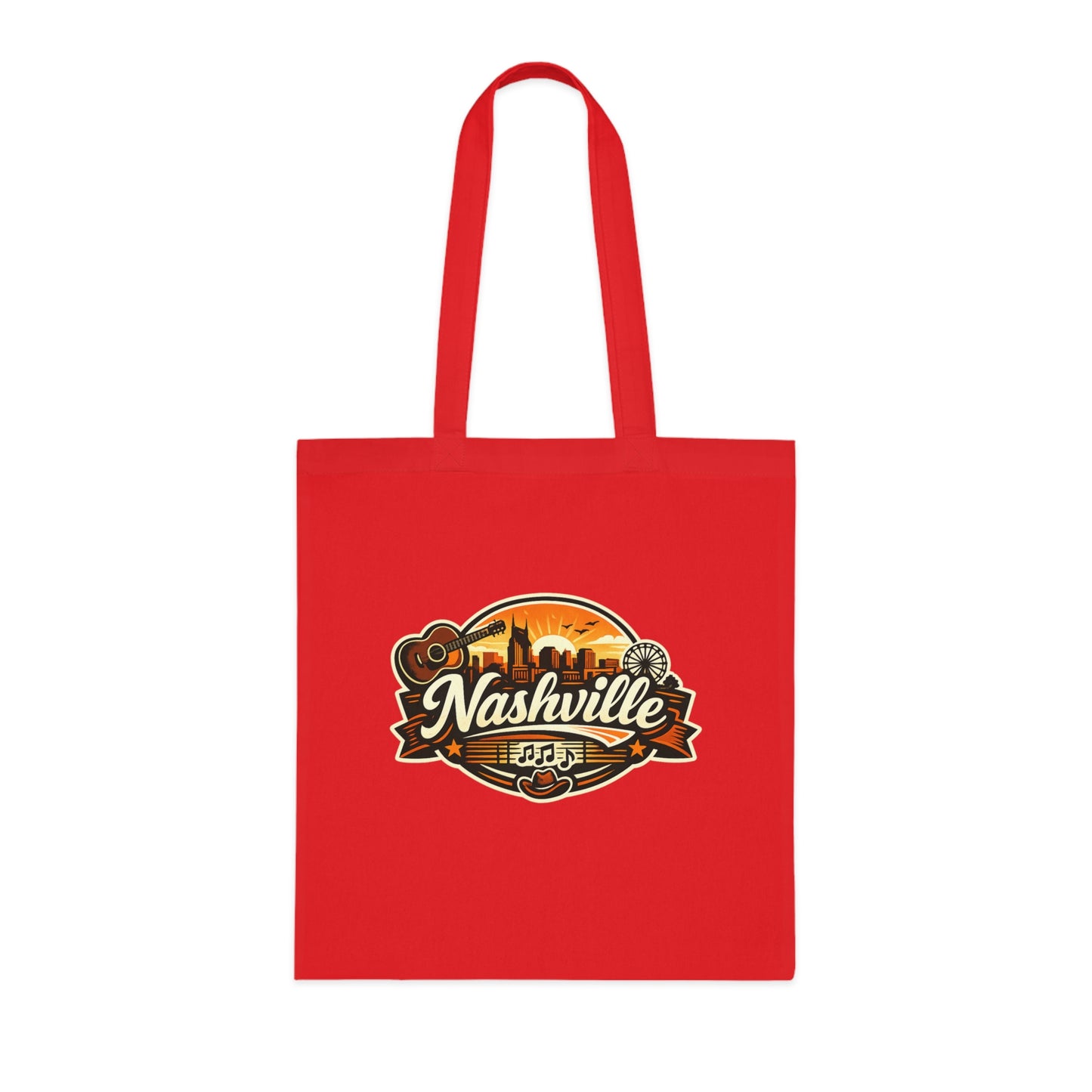 Nashville Retro Badge Tote Bag — Music City Souvenir Cotton Tote