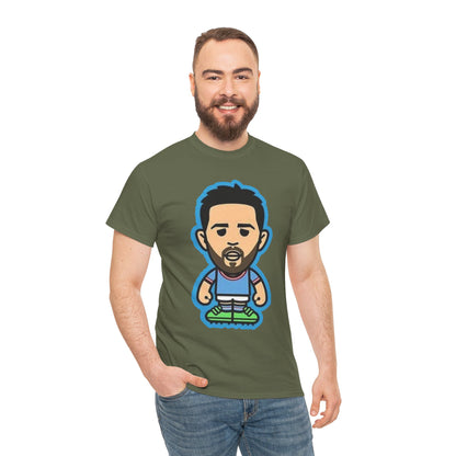 Bernardo Silva Manchester City Legend Graphic Tee — Player Cartoon Front & Tribute Poster Back