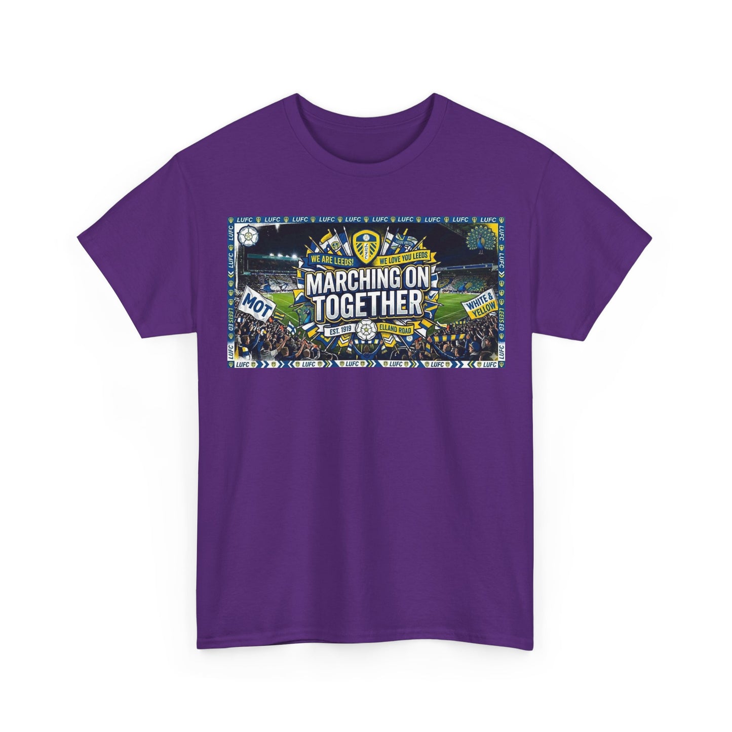 Leeds United T-Shirt — "Marching On Together" Fan Tee (Soccer Supporter Graphic)