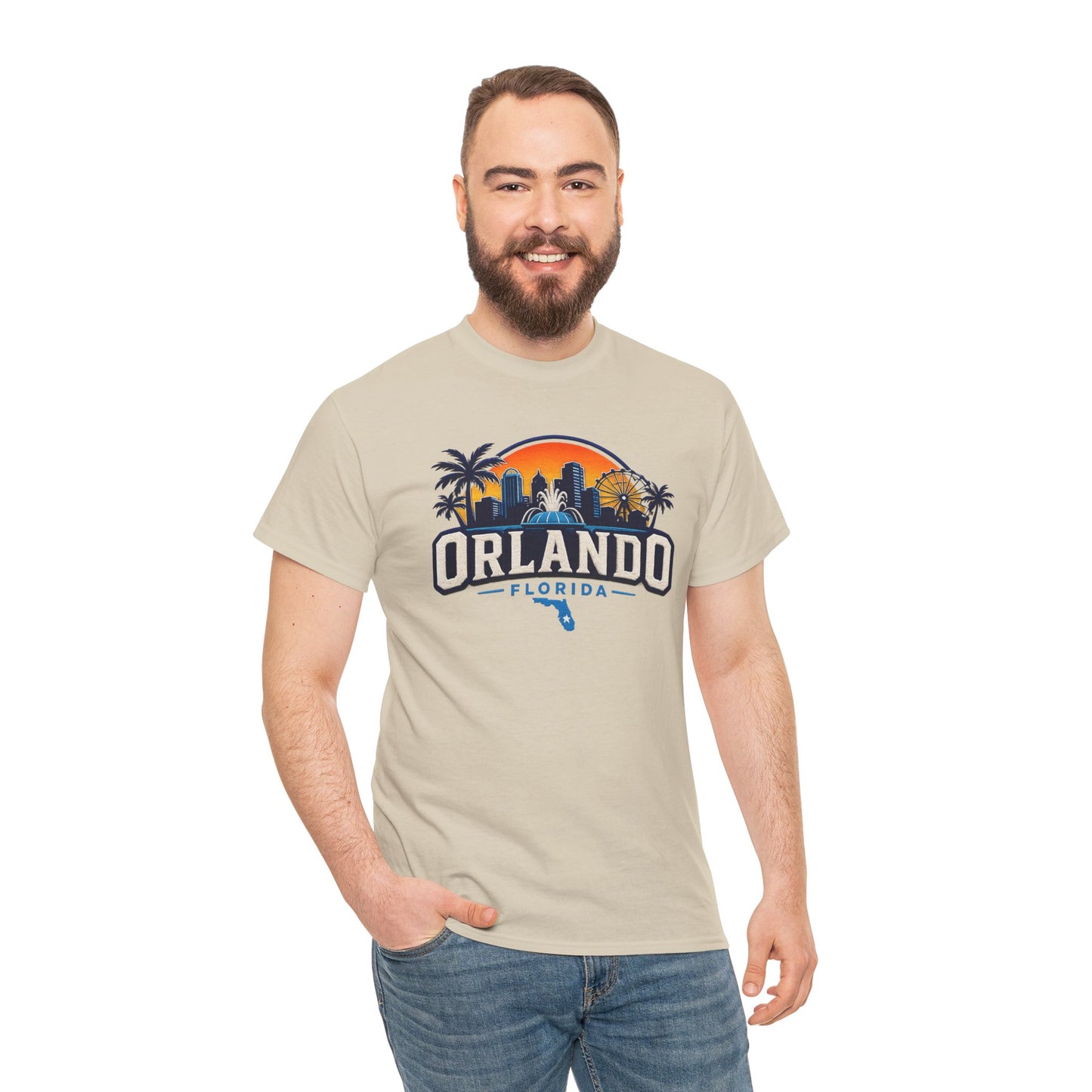 Orlando Florida Sunset T-Shirt — Retro Skyline & Palm Tree Vacation Tee