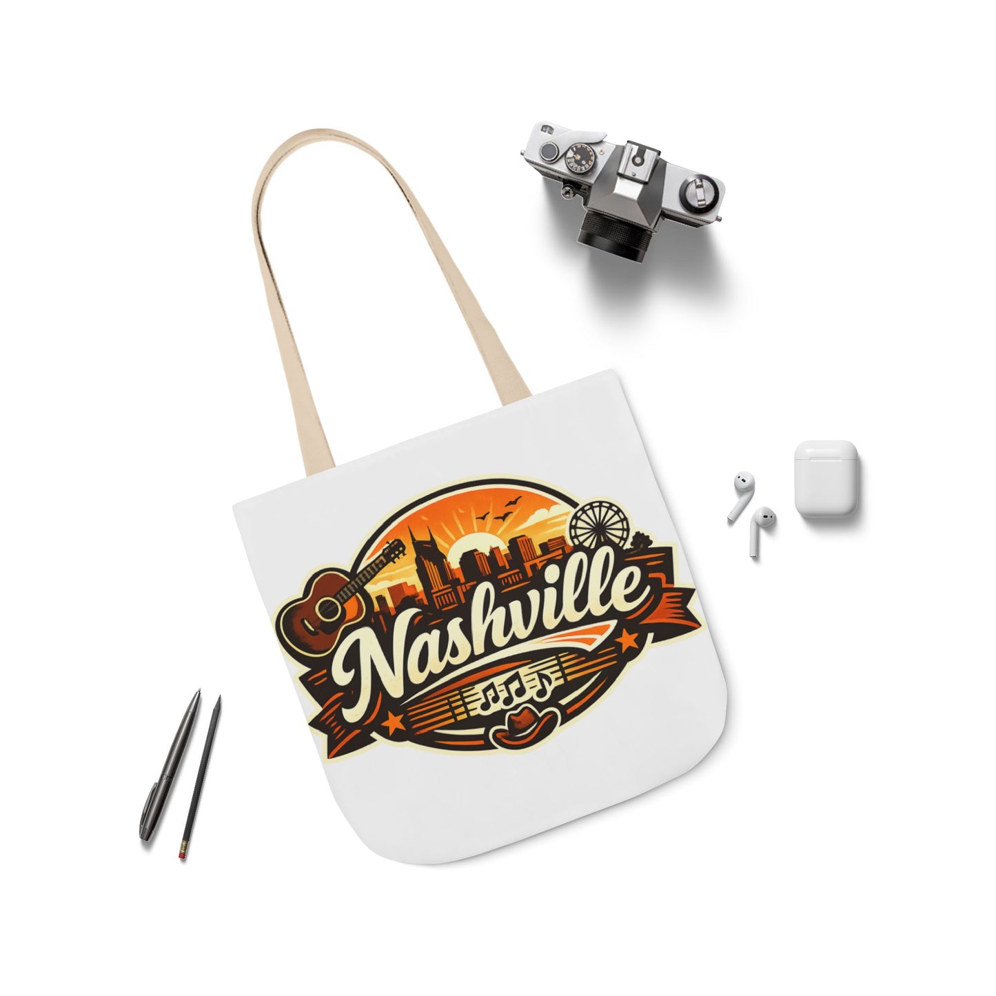 Nashville Sunset Tote Bag — Country Music Skyline Canvas Tote