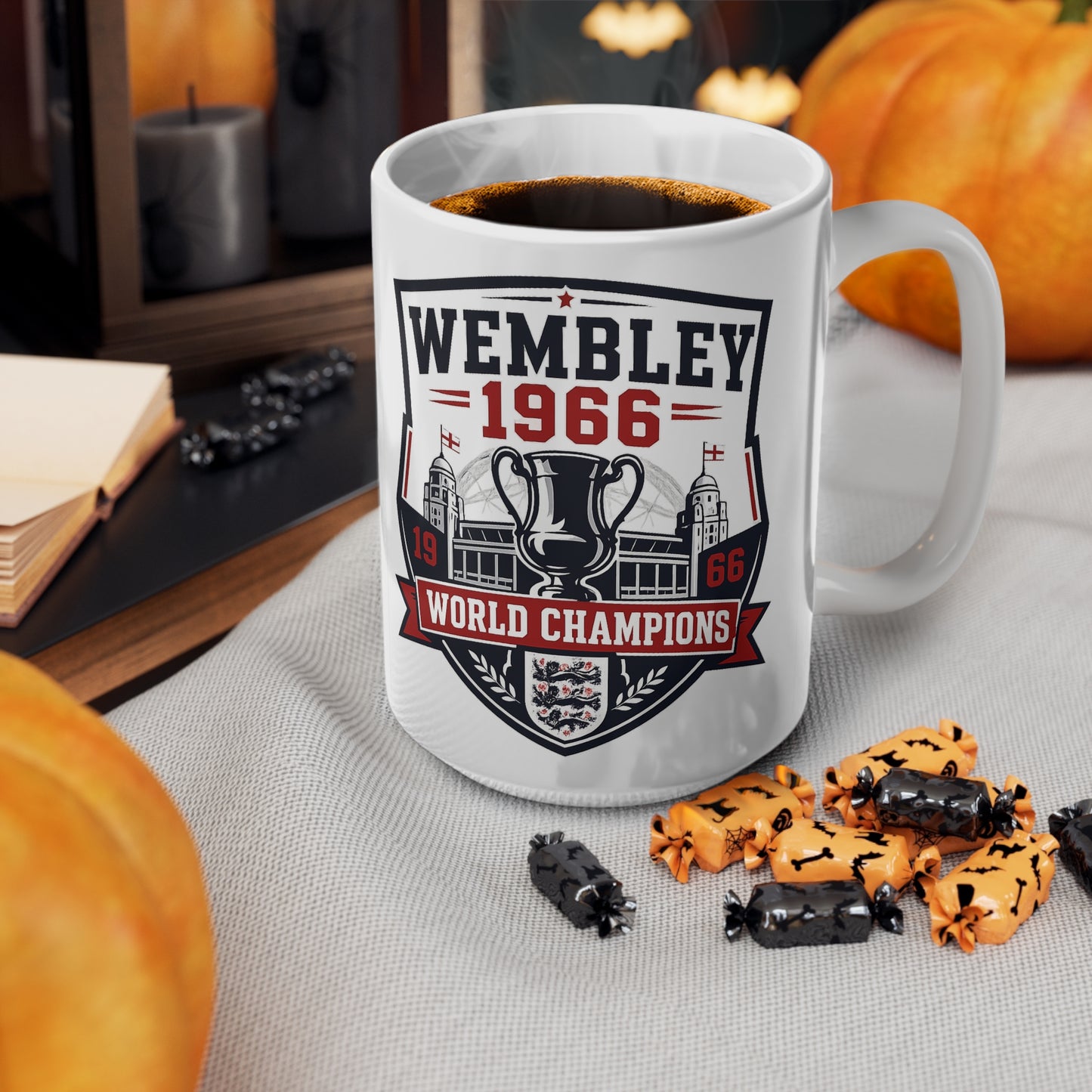 England Wembley 1966 World Champions Ceramic Coffee Mug — Football Vintage Trophy Design (11oz/15oz)
