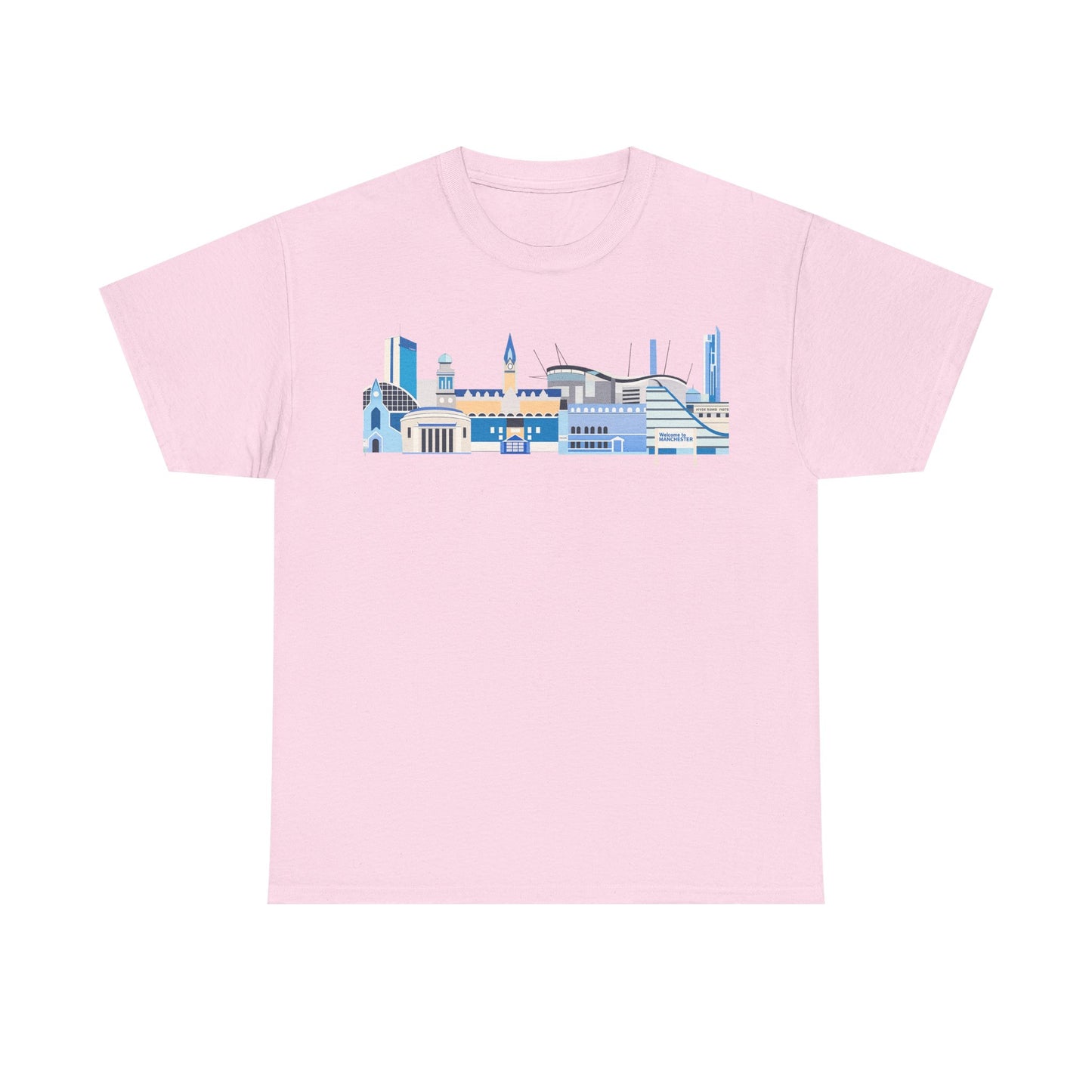 Manchester City Skyline Tee — Minimal Blue Urban Landscape T‑Shirt