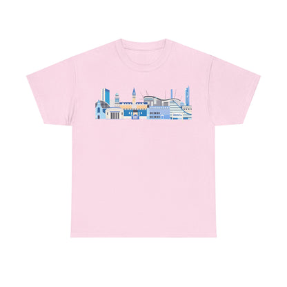 Manchester City Skyline Tee — Minimal Blue Urban Landscape T‑Shirt